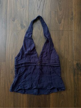 Navy Halter Neck Sleeveless Top